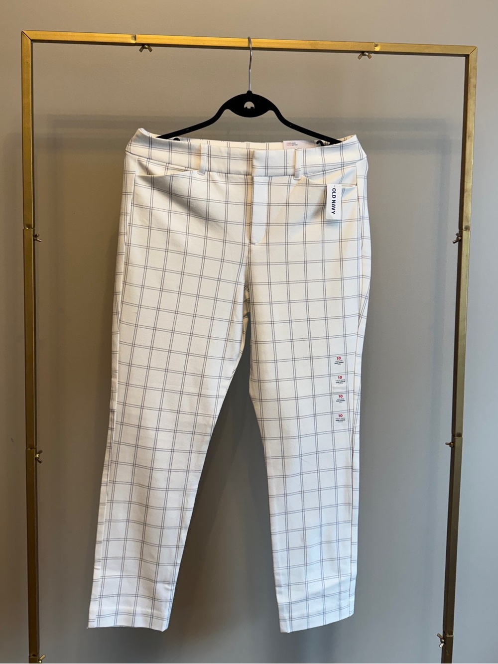 Old Navy White and Gray Windowpane Ankle Pants